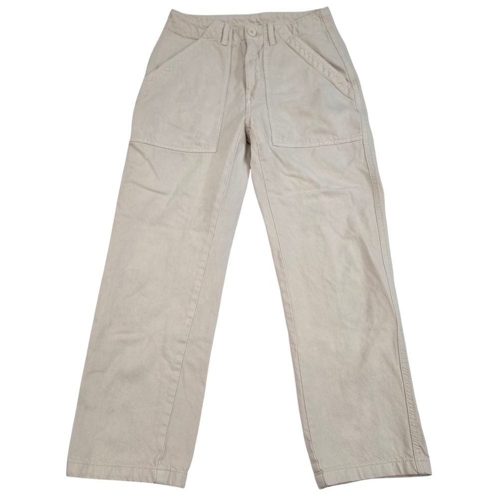 ZARA Ecru Wide‎ Leg Utility Pants S 26 Waist High Rise Patch Pocket Y2K 26x27